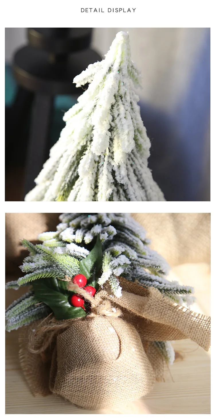 Мини искусственная Рождественская елка зеленый Снежный бонсай для рабочего стола, орнамент, Рождественское украшение для дома, новогодние подарки