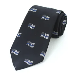 JEMYGINS Original US Thin Blue Line Theme Tie 100% Silk Black Handmade American Flag Necktie Police FBI Men Neck Tie JEMYGINS Original US Thin Blue Line Theme Tie 100% Silk Black Handmade American Flag Necktie Police FBI Men Neck Tie