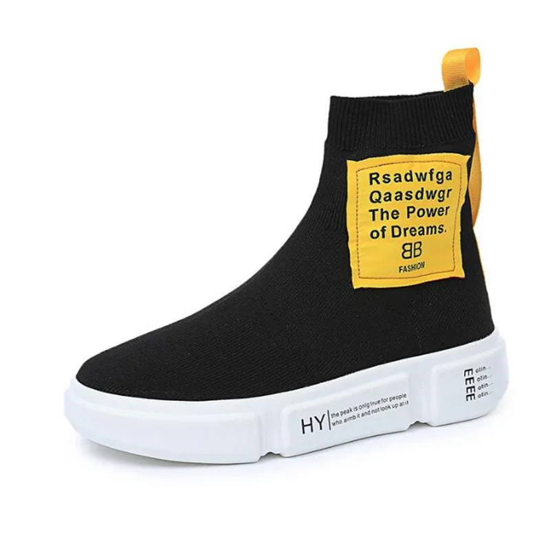 

2018 shoes woman Casual ankle Sock Boots Knitting Patchwork Platform Short Botas Mujer Round Toe Sneaker Boots For ChicGirls