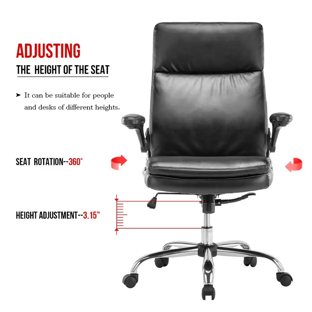 Seatingplus High Back Leather Executive Office Chair Computer Chair Bar Chair Gaming Chair Adjustable Height With  Armrest