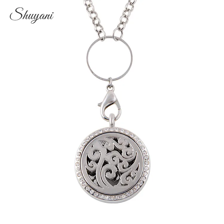 10PCS-Fashion-Alloy-30mm-Rhinestone-Essential-Oils-Aromatherapy-Locket-Perfume-Diffuser-Necklace-with-Free-Chain-Pads