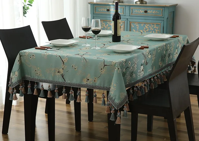 Luxury European Jacquard Tablecloth with Pendant Tablecloth for Home decoration dining kitchen accessories New Year's tablecloth