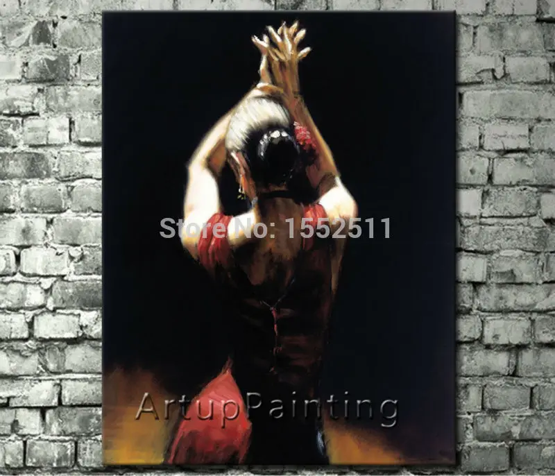 

Spanish Flamenco Dancer painting latina woman Oil painting on canvas hight Quality Hand-painted Painting latina 03