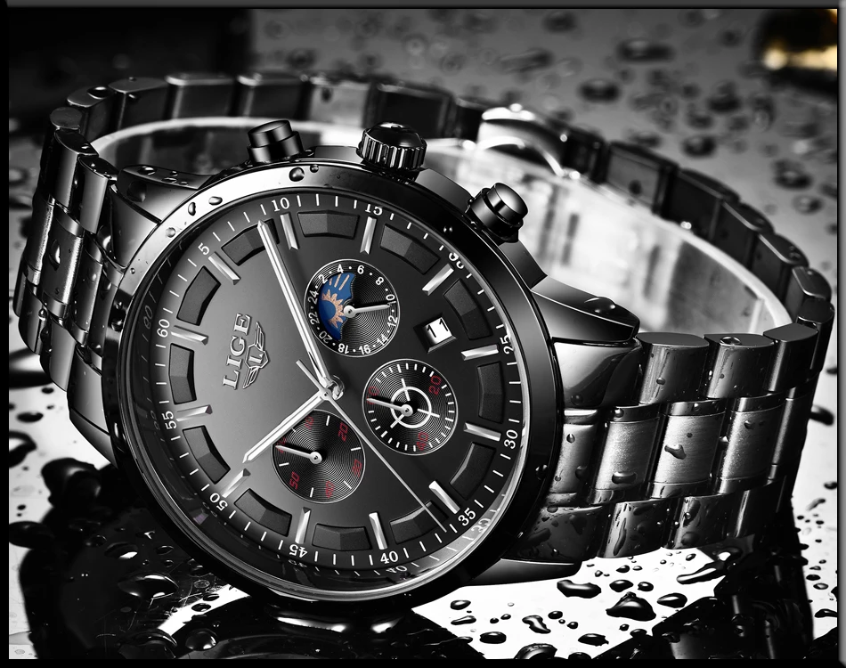 Новые часы мужские LIGE модные спортивные кварцевые часы мужские s часы Топ бренд класса люкс Бизнес водонепроницаемые часы Relogio Masculino+ коробка