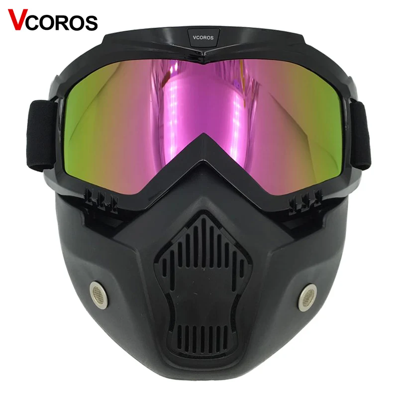 Съемная модульная маска, винтажные очки для шлема с фильтром для рта, мотоциклетный шлем, мото маска, Косплей очки, маски