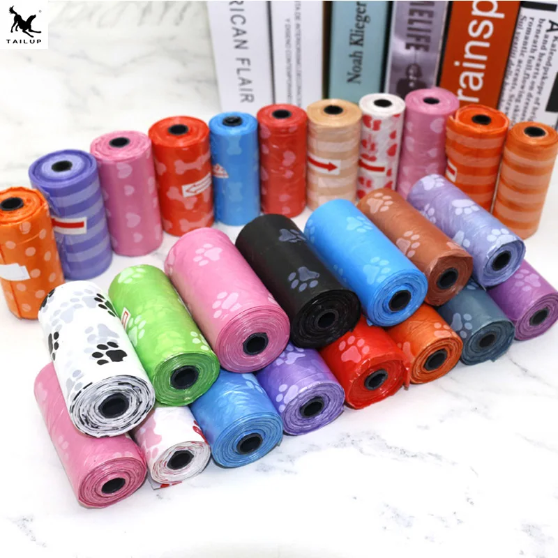 

100Roll 1500pcs Portable Degradable Pet Waste Poop Bags Dog Cat Clean Up Refill Garbage Bag For Pet cleaning Printing Doggy