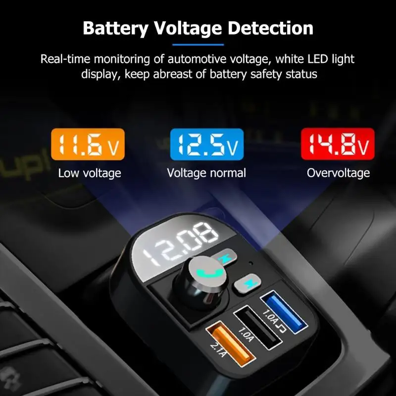 VODOOL Y9 Bluetooth 3,0 FM передатчик громкой связи Bluetooth Car Kit светодиодный цифровой индикатор напряжения MP3 плеер с 3 USB Автомобильное Зарядное устройство