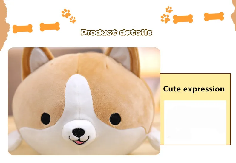 Brinquedo de Pelúcia Presente dos Desenhos Animados para Crianças Presente para Meninas Quente Bonito Corgi Cão Recheado Macio Animal Travesseiro Adorável Kawaii Valentine 1pc 60cm 11 Quente 1pc 60cm bonito corgi cão brinquedo