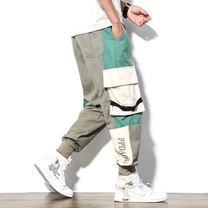 Новые западные Harajuku боковые ленты мужские брюки для бега хип хоп Уличная осень зима обычная, высокая, на выход мужские шаровары - Цвет: Army Green