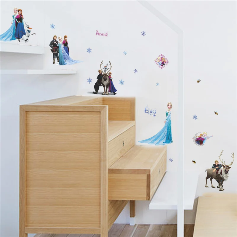 Cartoon Lovely Sticker Frozen Toys For Children Elsa And Anna Waterproof Sticker Pegatinas Children Bedroom Decoration Pusheen