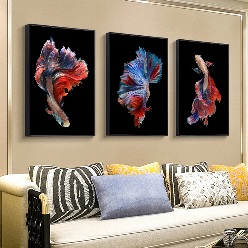 Hand Painted Koi Fish Wall Art Canvas Oil Painting Abstract Animal Posters and Prints Nordic Living Room Wall Pictures Pop Art