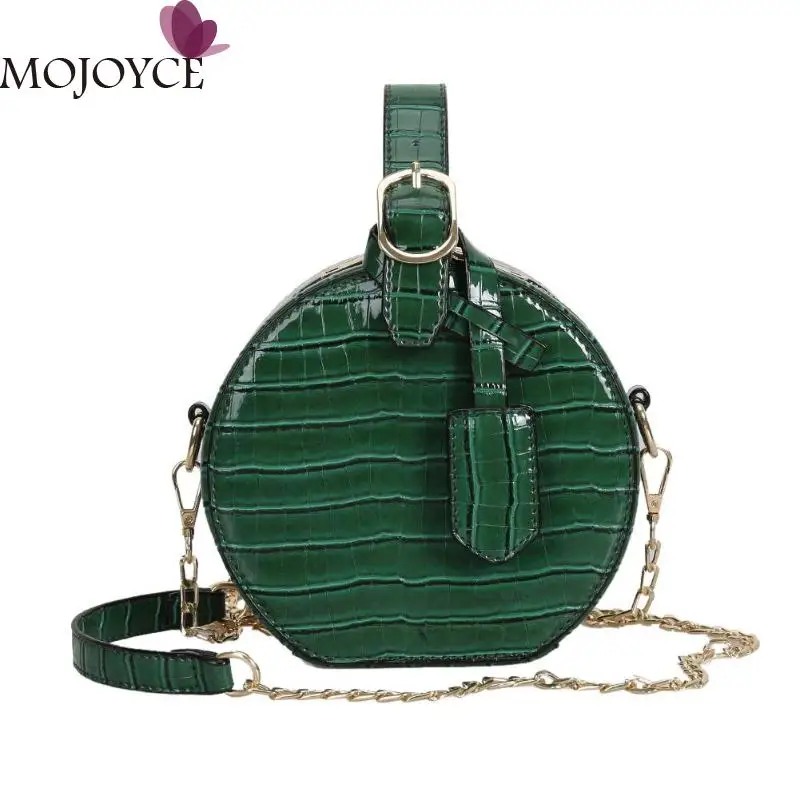 Round Messenger Chain Bags for Women 2019 Ladies Stylish PU Leather Shoulder Handbags Girls Solid Casual Shopping Crossbody Bag