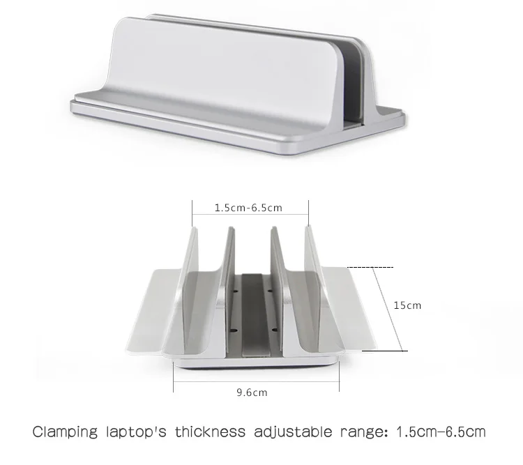 Space-saving Aluminum Vertical Stand for Laptop MacBook Pro/Air , Thickness Adjustable Desktop NoteBooks Holder Erected Space-saving Aluminum Vertical Stand for Laptop MacBook Pro/Air , Thickness Adjustable Desktop NoteBooks Holder Erected