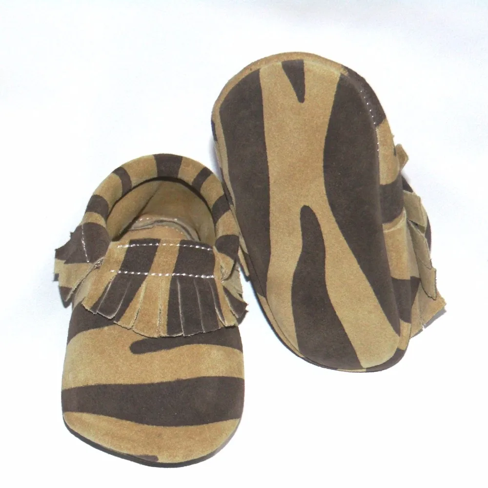 Brand genuine leather crib shoes New baby Suede moccasins soft leather moccs baby girl shoes Toddler boy shoes  Zebra pattern