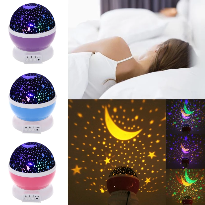 

YAM Starry Sky LED Rotation Night Light Projector Star Moon Novelty Table Night Lamp 9 Different Color Changing