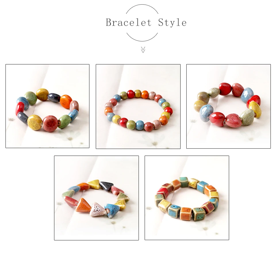 Women's Fashion Ceramic Bracelets Trendy Simple Sweet Style Round Beaded Strand Bracelet For Lady Girls Birthday Gifts 2018 New (2)