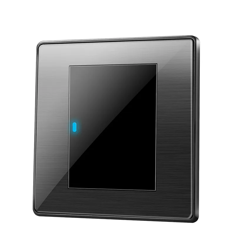 

Standard switch push button light switch wall Black stainless steel acrylic 1 Gang 1 Way Switch AC 110-250V kd1-1k1