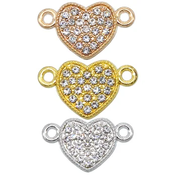 

6pcs Gold/ Silver Color Crystal Hollow Heart Connectors For Making Bracelet Jewelry Findings Accessories 19*12*2mm