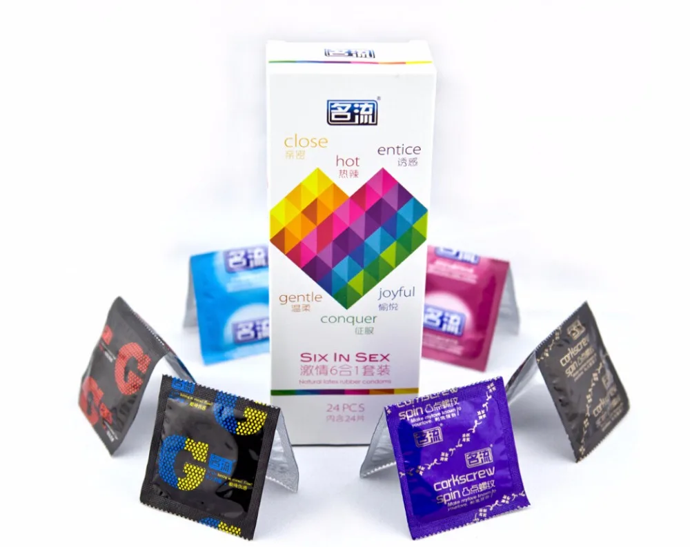 Six In Sex 24PCS amazing condoms value high quality condoms for horny men women adult sex toy