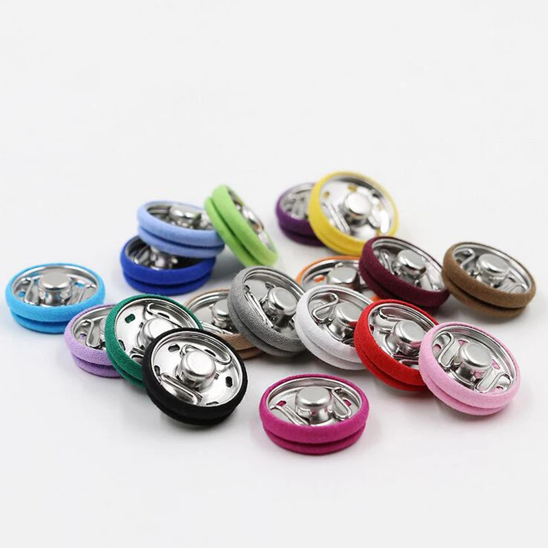 100 Pz/Lotto 15Mm/18Mm/21Mm/23Mm/25Mm Grande Metallo Rame Bottoni Automatici Bottone Avvolto Con Perno Di Stoffa Cucito Accessorio Fai Da Te