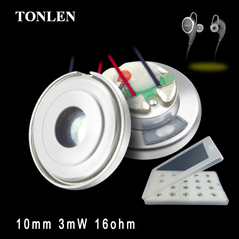 TONLEN 2 шт. круглые 10 мм 3mW16ohm Bluetooth наушники динамик медное кольцо био-диафрагма