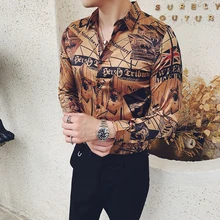 Camiseta de hombre высококачественные мужские рубашки с длинным рукавом с цифровым принтом, рубашки для детей, приталенная Уличная Повседневная блуза Homme