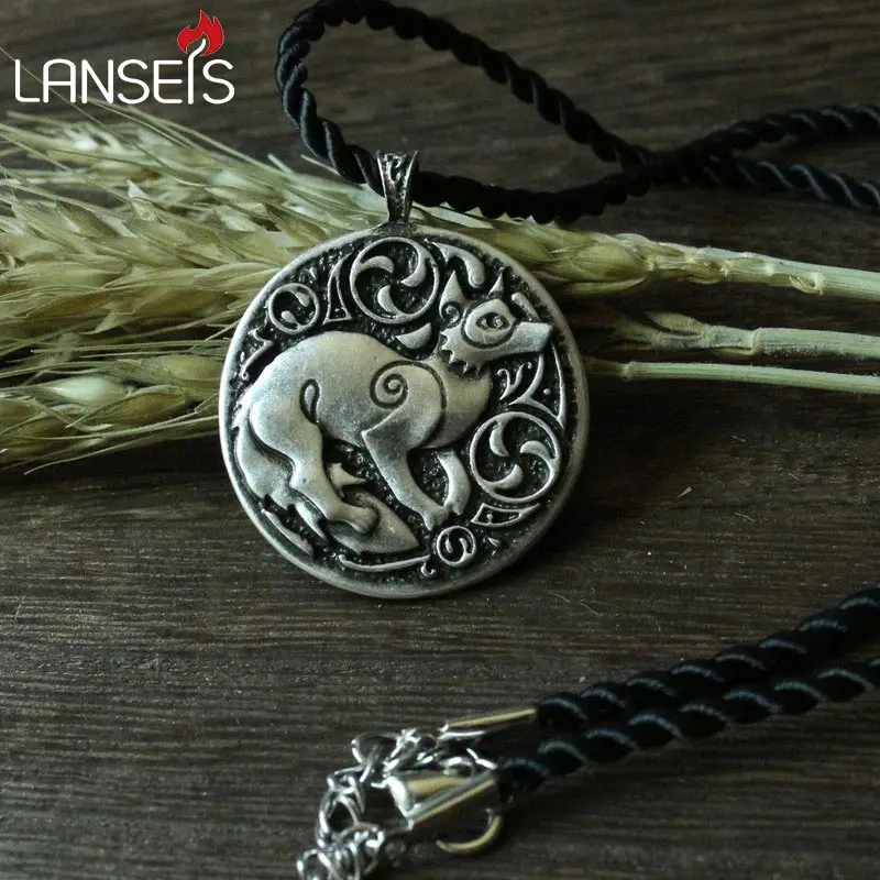 

1pcs CH-821-C celt symbol fox animal pendant necklace Double sided pendant