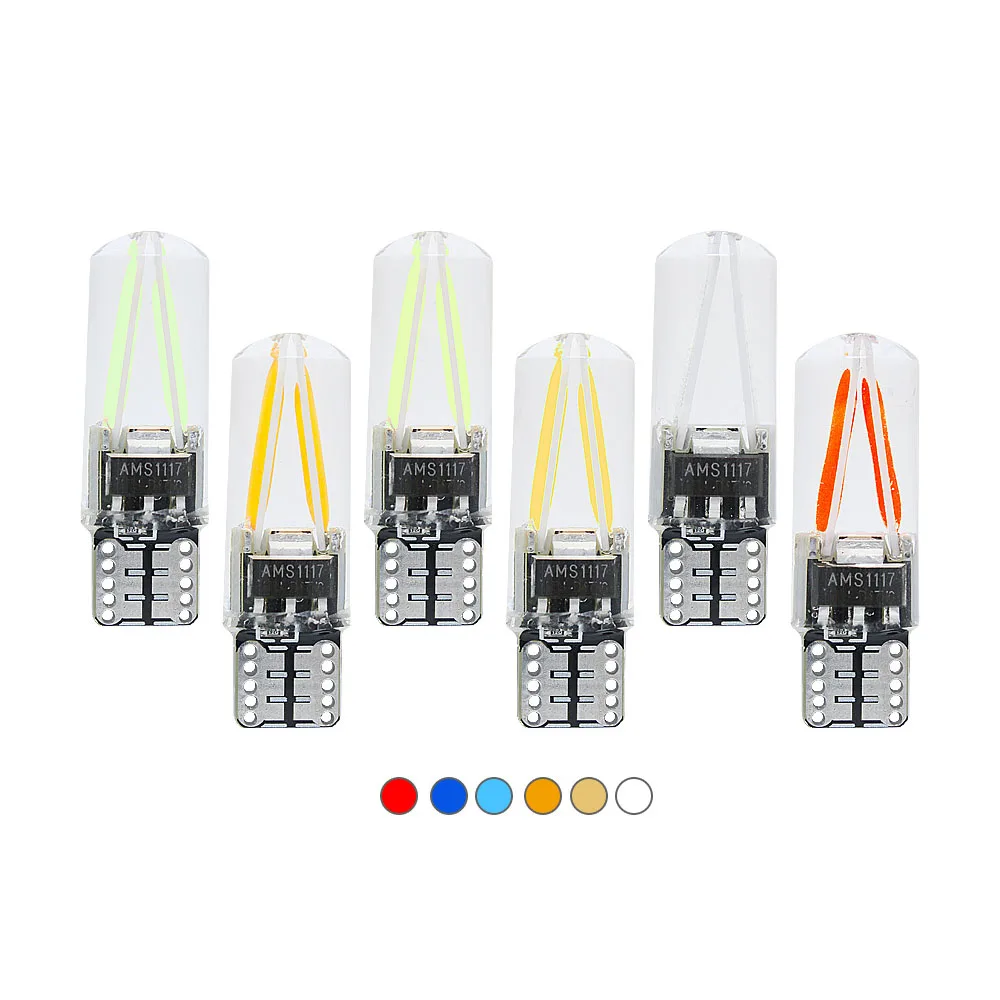 

T10 LED Filament Light Bulb Super bright Auto Light Source Silicone DC 12V Car Clearance Bulb 194 168 W5W Car Styling