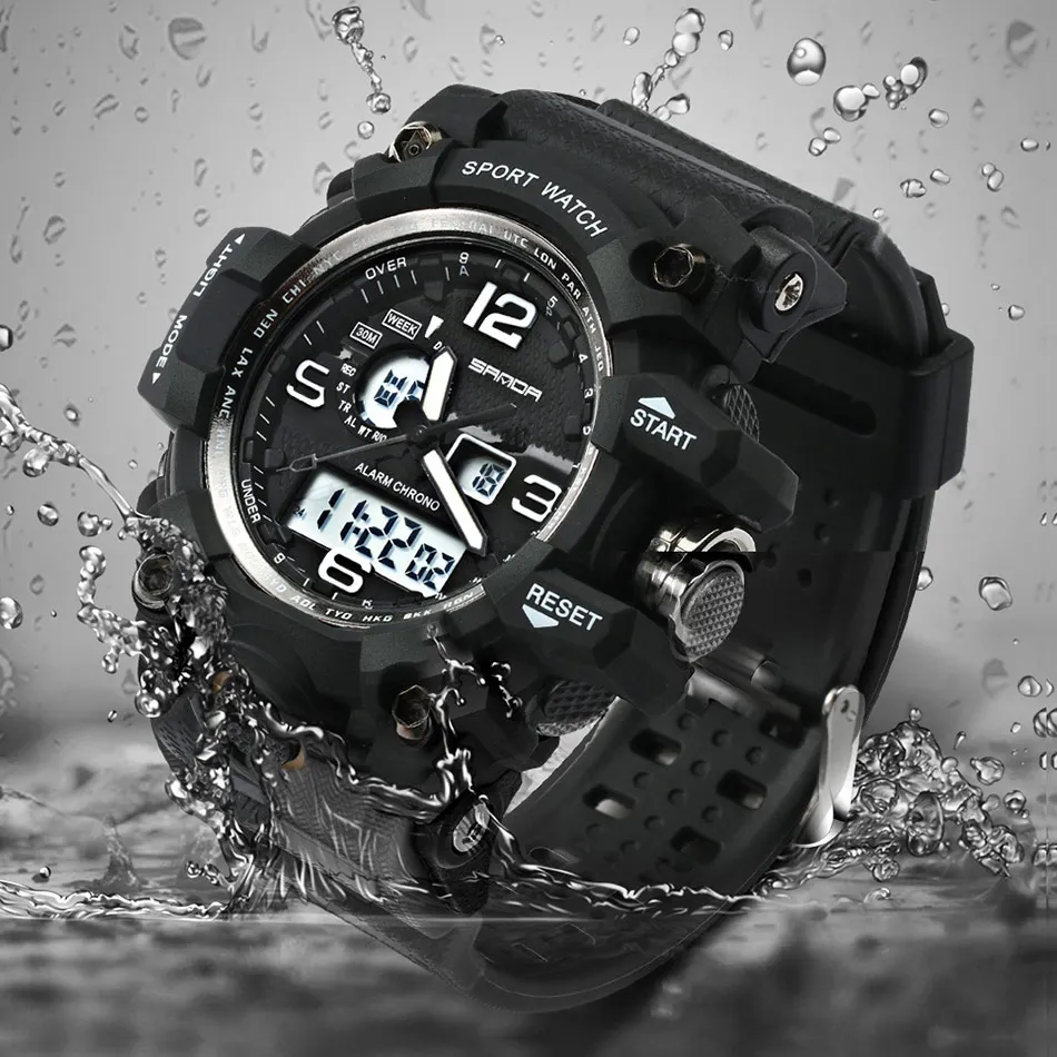 

Top Brand Men's SANDA Style G Shock Digital Sports Watch Electronic Watches D 'Waterproof Men's Watch Men's Wrist Watch LED Lumi