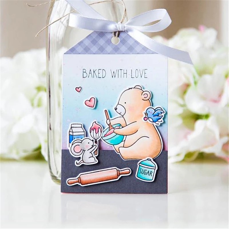 

GJCrafts Bear Animal Dies Clear Stamps and Dies for Scrapbooking Card Making Embossing Craft Die Cut New 2019 Stamp and Die Sets