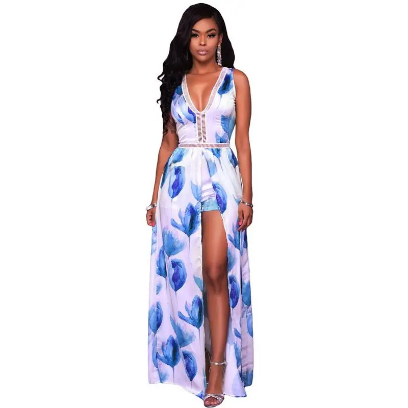 short jumpsuit with maxi overlay