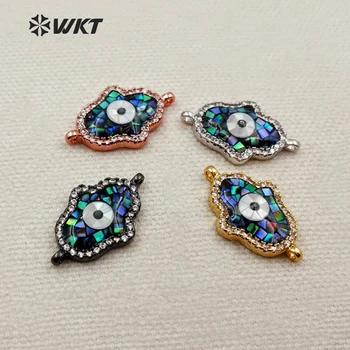 

MC245 WKT High Quality Abalone Shell White Shell Cubic Zirconia Pave Setting Best Electrooplated Over Brass Connector