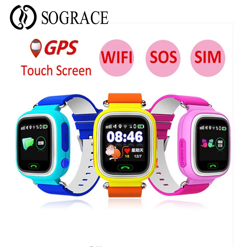 

Q90 Child GPS Phone Positioning Fashion Children Watch WIFI SOS Call Touch Screen Device Tracker Color Touch Screen Smart Watch