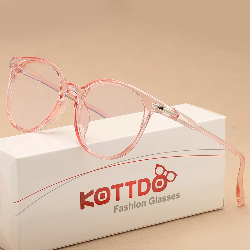 

KOTTDO New Round Women Glasses Anti-radiation Eye Glasses Frame Transparent Retro Vintage Glasses Frame Women Eyewear Frame