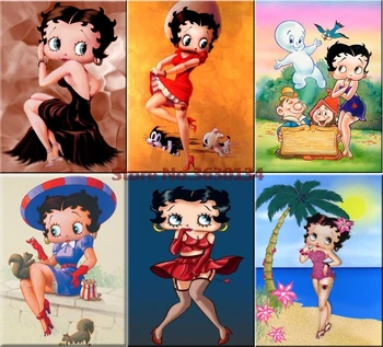 

5D DIY Diamond Painting Betty Boop Diamond Mosaic Cartoon Picture Cross Stitch Full Rhinestone Embroidery Needlework Kits Gift
