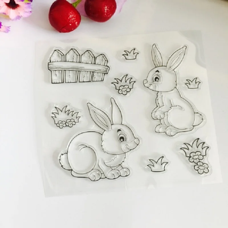 

stamps and dies Easter Day Bunny Clear Stamp Steel Embossing Craft Decoration Stencils Folder Scrapbooking Easter Rabbits