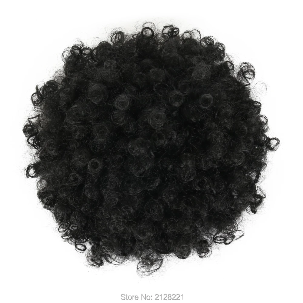 High Puff Afro Ponytail Drawstring Short Afro Kinky Curly Pony Tail Clip in on Synthetic Curly Hair Bun Made of Kanekalon Fiber Puff Ponytail Wrap Updo Hair Extensions with Clips (Black)