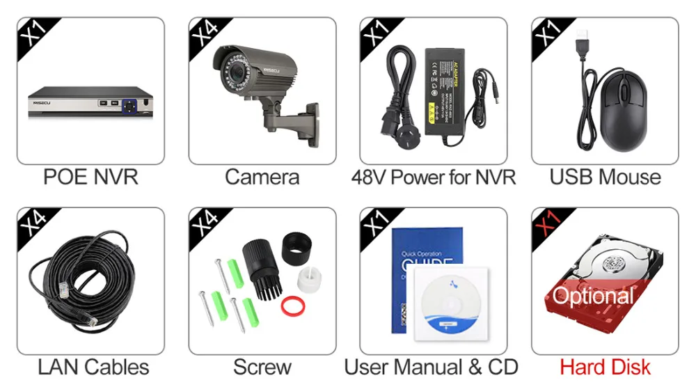 MISECU 1080 P 4CH HD NVR комплект POE 48 V 2MP 42 шт ИК 2 8 12 мм вручную зум объектив Камера