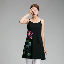 2016 New Summer Women long tank Tops Halter top Vest China style hand-painted t shirt camisa pure cotton long vest XXXXL 4XL 5XL