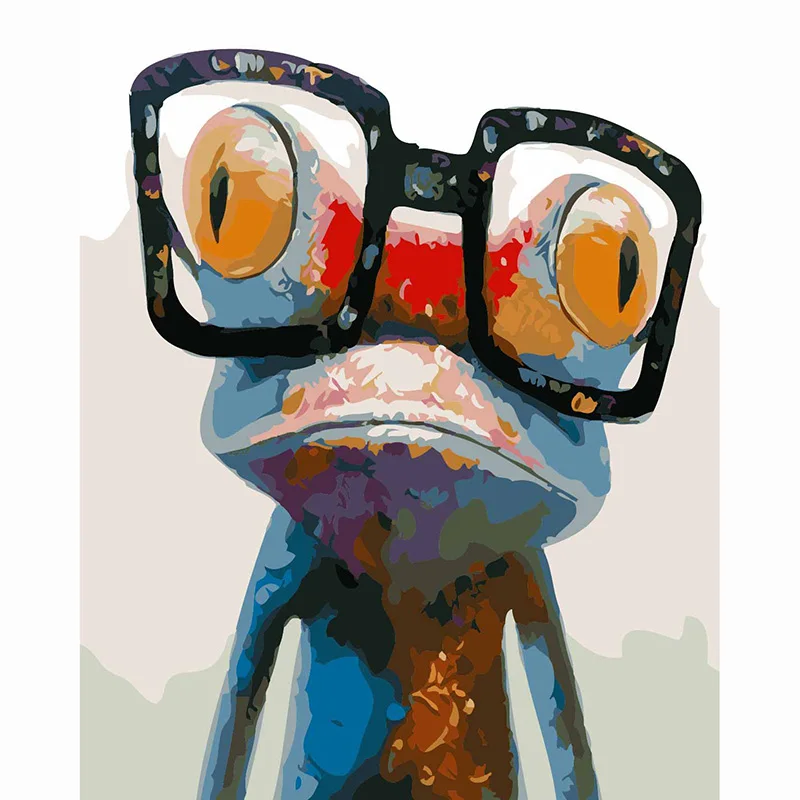 

40x50 picture paint on canvas diy digital oil painting paint by numbers drawing coloring by number glasses frog A657