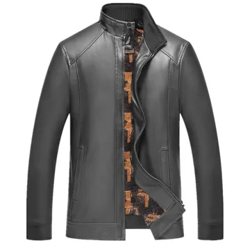 

HOO 2019 men's PU leather jacket Spring collar men's PU leather