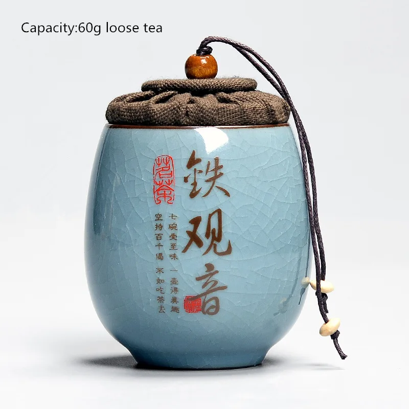 Синий керамический ящик для хранения чая, банки для чая, качественный домашний декор, банки для конфет, контейнер для хранения, кухонный ящик для хранения специй, для сахарной соли - Цвет: tieguanyin