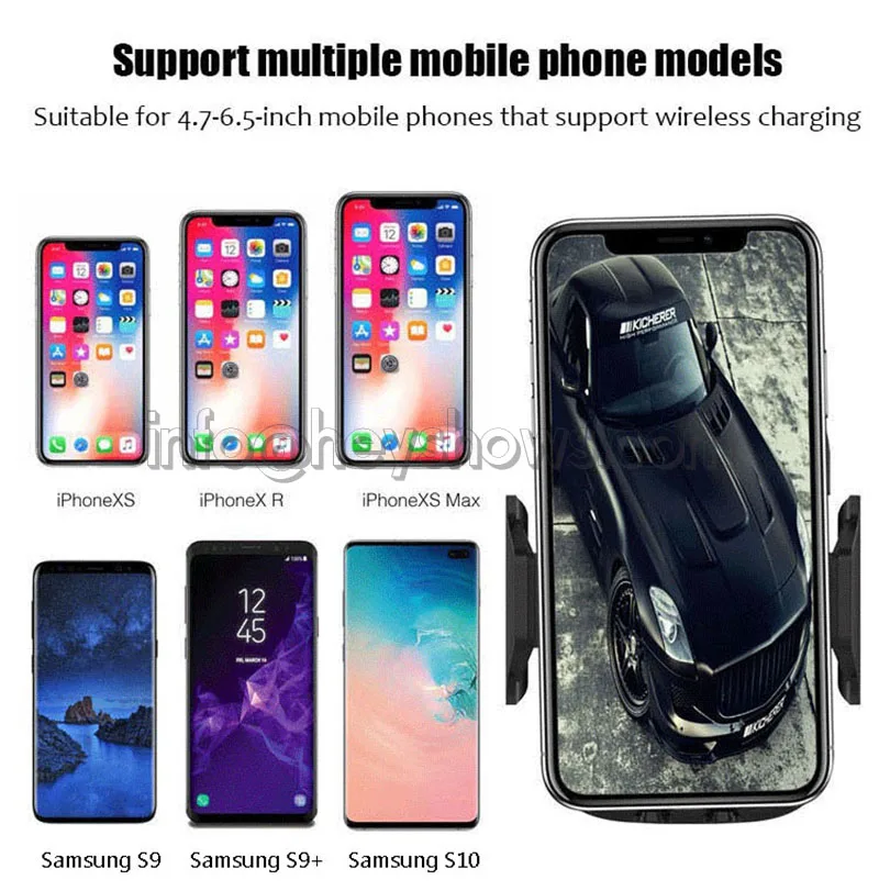 Carro sem Fio Infravermelho de Indução de Carregamento Suporte para Iphone Case com Carga Rápida sem Fio Samsung Telefone Exibição Stand Holder - 10 Suporte p/ celulares