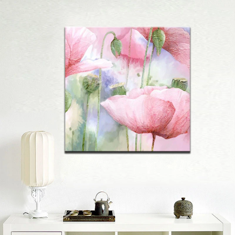 Abstract Watercolor Flowers Wall Art Colorful Hand Painting Poppy Flowers Print Poster On Canvas For Living Room Home Decor Gift Painting Calligraphy Aliexpress