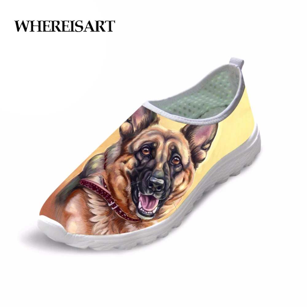 

WHEREISART Flats Colorful Dog Casual Women Sneakers Cute German Shepherd Brand Designer Ladies Loafers Beach Zapatos Mujer 2019