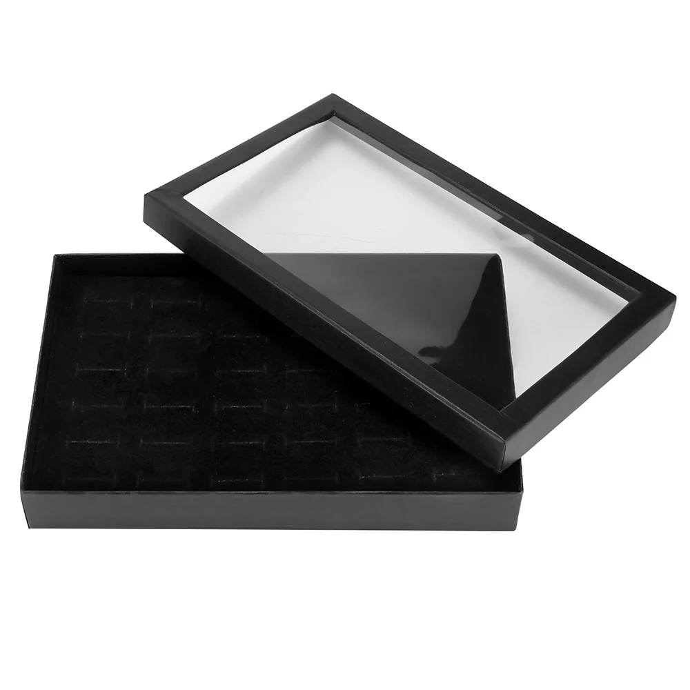 

Jewelry Rings Display Tray Velvet 36 Slot Case Box Jewelry Storage Box with Cover for Rings Ear Stud Storage Holder Organzier