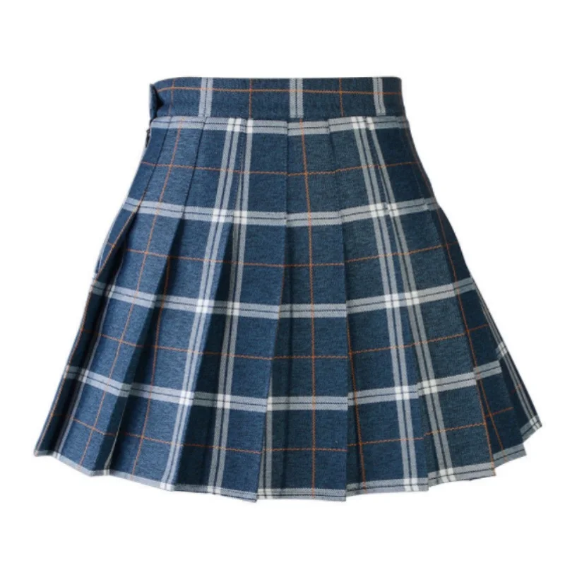 

Girls High Waist Pleated Mini Skirts Plaid A-Line Skirt Women vadim Casual School Skirt Uniform With Inner Shorts