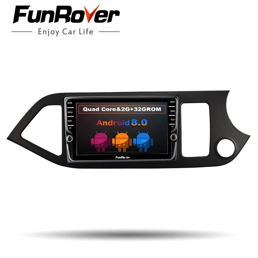 

Funrover android 8.0 car dvd 2 din multimedia gps navigation For KIA PICANTO MORNING 2011-2017 right drive stereo radio headunit