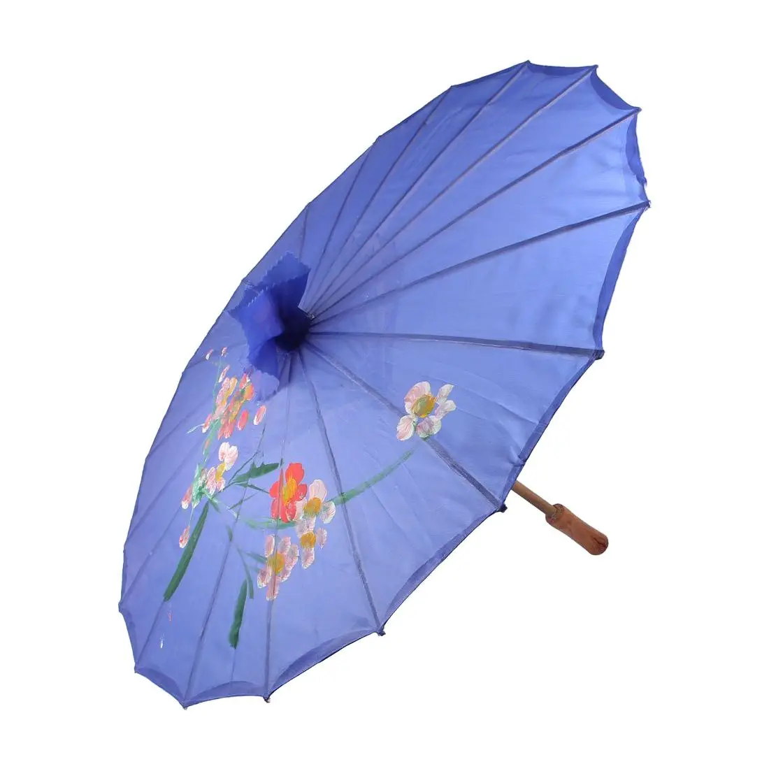 Plum Blossom Pattern Bamboo Foldable Dancing Umbrella Navy blue | Дом и сад