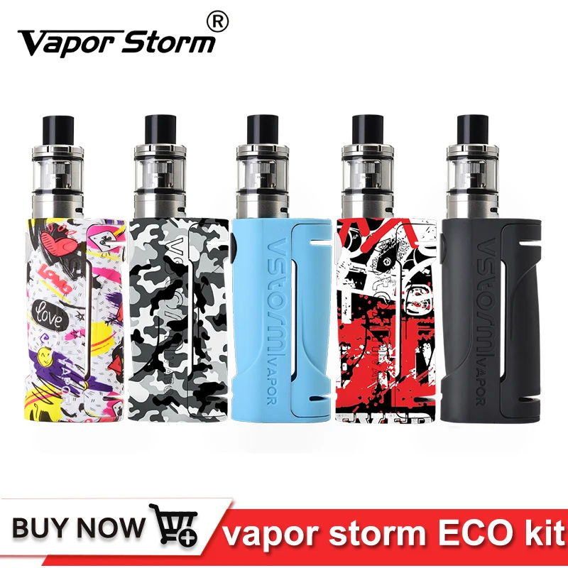 

Original Vapor Storm ECO kit Electronic Cigarette mod 90W 2ml Tank 0.3ohm Graffiti Box Mod Vape 510 thread e-Cigarette Vaporizer